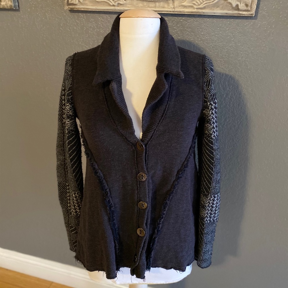 Free People Gray Sweater Button Up Warm Medium